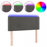sötétszürke bársony LED-es fejtámla 90x5x78/88 cm
