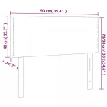 sötétszürke bársony LED-es fejtámla 90x5x78/88 cm