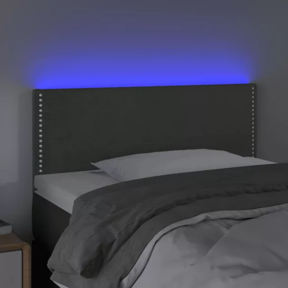 sötétszürke bársony LED-es fejtámla 100x5x78/88 cm