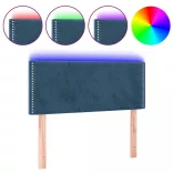 sötétkék bársony LED-es fejtámla 100x5x78/88 cm