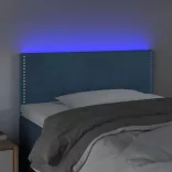 sötétkék bársony LED-es fejtámla 100x5x78/88 cm