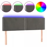 sötétszürke bársony LED-es fejtámla 144x5x78/88 cm