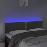 sötétszürke bársony LED-es fejtámla 144x5x78/88 cm