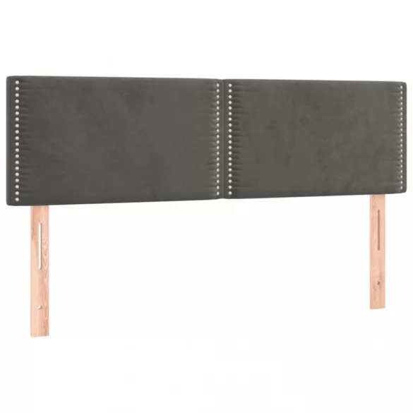 sötétszürke bársony LED-es fejtámla 144x5x78/88 cm