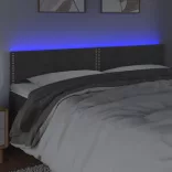 sötétszürke bársony LED-es fejtámla 160x5x78/88 cm