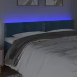 sötétkék bársony LED-es fejtámla 160x5x78/88 cm