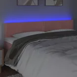 rózsaszín bársony LED-es fejtámla 160x5x78/88 cm