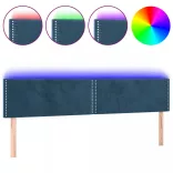 sötétkék bársony LED-es fejtámla 180x5x78/88 cm