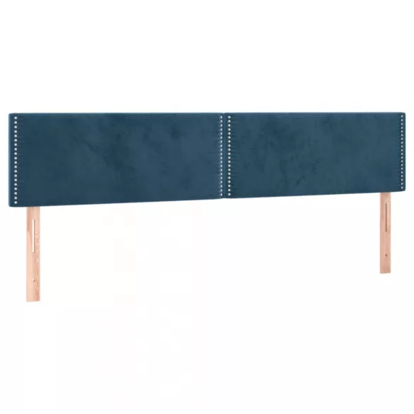 sötétkék bársony LED-es fejtámla 180x5x78/88 cm