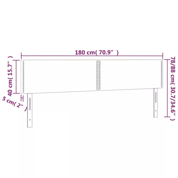 rózsaszín bársony LED-es fejtámla 180x5x78/88 cm