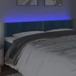 sötétkék bársony LED-es fejtámla 200x5x78/88 cm