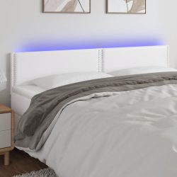 fehér műbőr LED-es fejtámla 160 x 5 x 78/88 cm