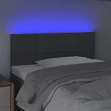sötétszürke szövet LED-es fejtámla 90x5x78/88 cm