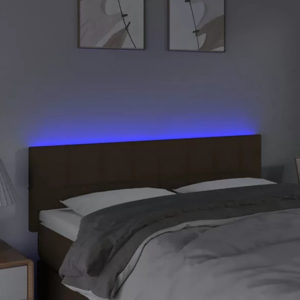 sötétbarna szövet LED-es fejtámla 144x5x78/88 cm