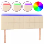 krémszínű szövet LED-es fejtámla 144x5x78/88 cm