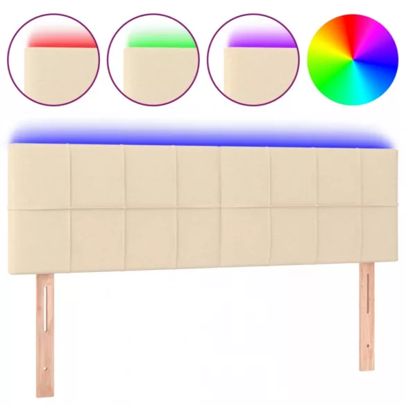krémszínű szövet LED-es fejtámla 144x5x78/88 cm