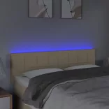 krémszínű szövet LED-es fejtámla 144x5x78/88 cm