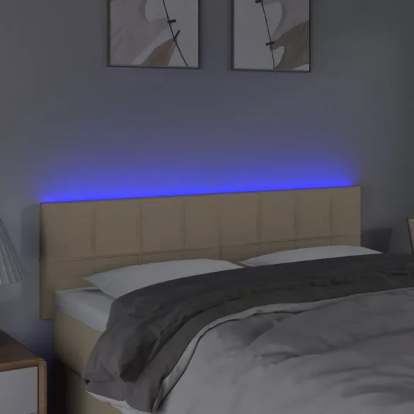 krémszínű szövet LED-es fejtámla 144x5x78/88 cm