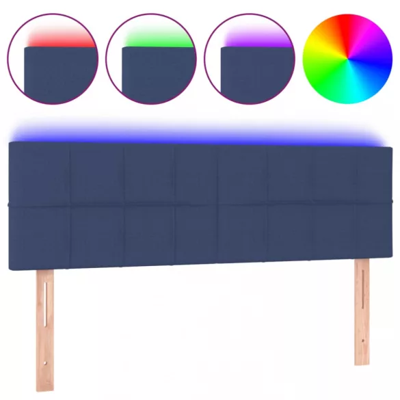 kék szövet LED-es fejtámla 144x5x78/88 cm