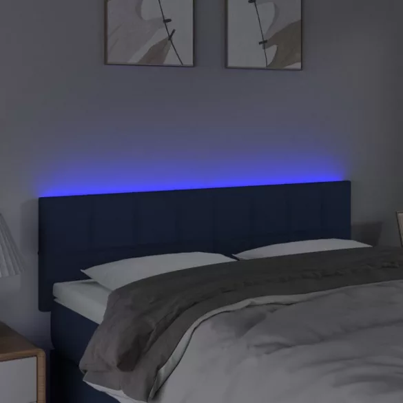 kék szövet LED-es fejtámla 144x5x78/88 cm