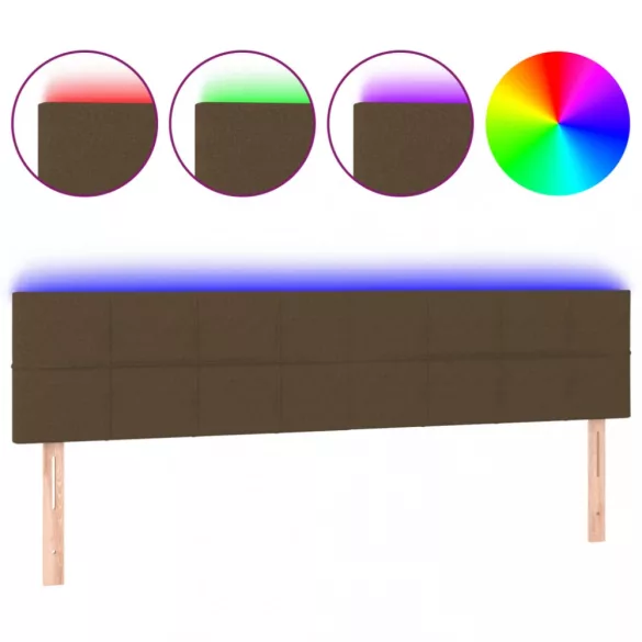 sötétbarna szövet LED-es fejtámla 160x5x78/88 cm
