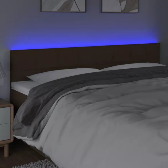 sötétbarna szövet LED-es fejtámla 160x5x78/88 cm
