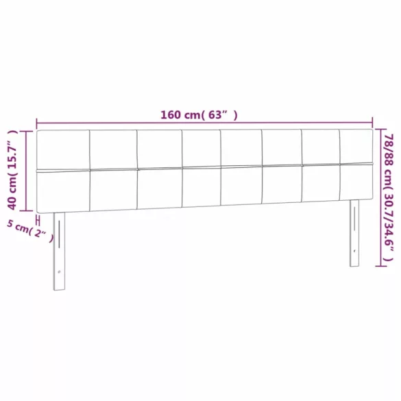 sötétbarna szövet LED-es fejtámla 160x5x78/88 cm