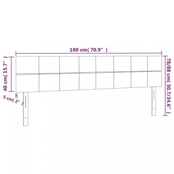 sötétszürke szövet LED-es fejtámla 180x5x78/88 cm
