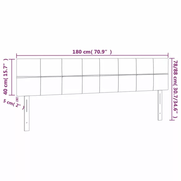 sötétbarna szövet LED-es fejtámla 180x5x78/88 cm