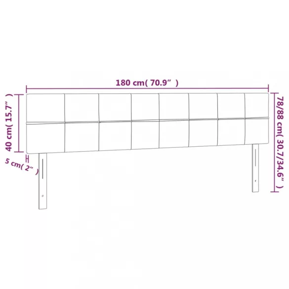 tópszínű szövet LED-es fejtámla 180x5x78/88 cm