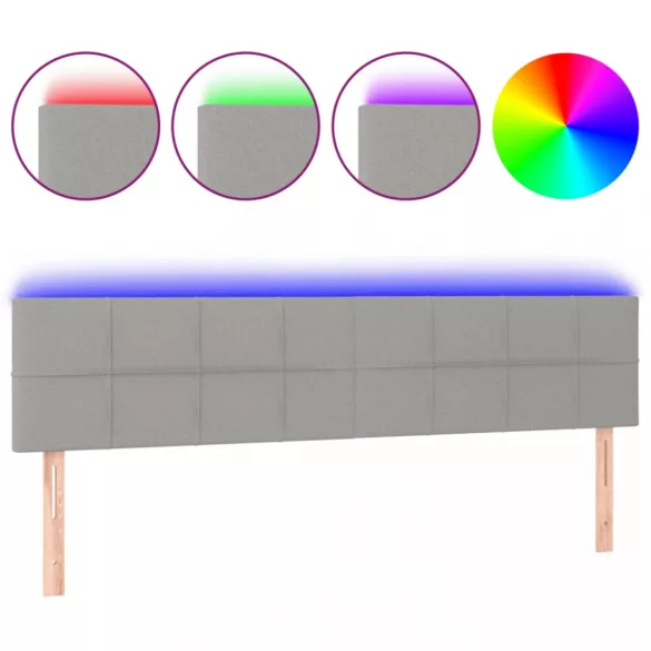 világosszürke szövet LED-es fejtámla 200x5x78/88 cm