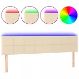 krémszínű szövet LED-es fejtámla 200x5x78/88 cm