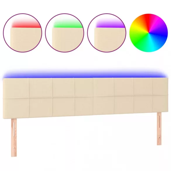 krémszínű szövet LED-es fejtámla 200x5x78/88 cm