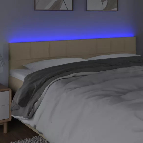 krémszínű szövet LED-es fejtámla 200x5x78/88 cm