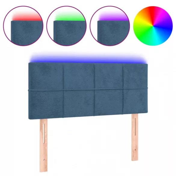 sötétkék bársony LED-es fejtámla 80 x 5 x 78/88 cm