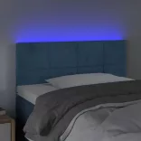 sötétkék bársony LED-es fejtámla 80 x 5 x 78/88 cm