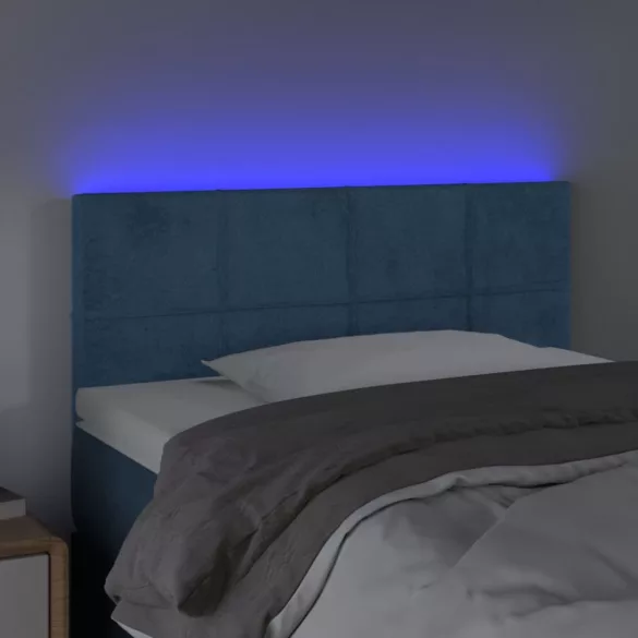 sötétkék bársony LED-es fejtámla 80 x 5 x 78/88 cm