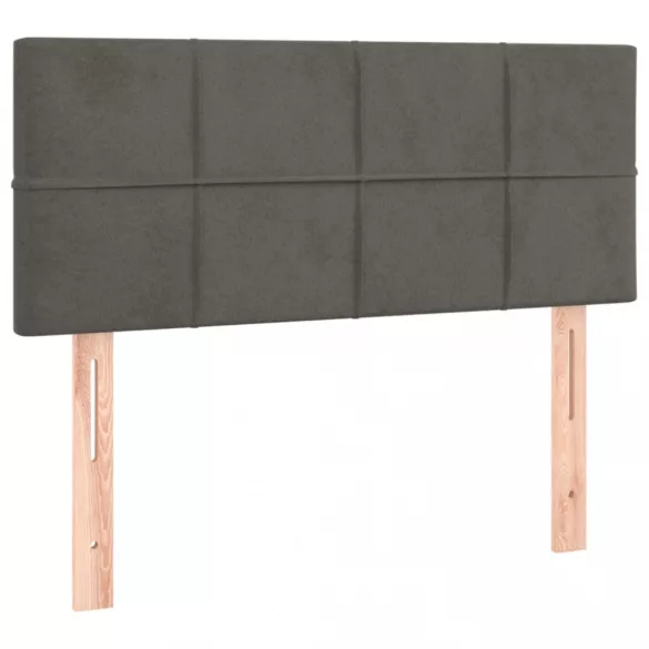 sötétszürke bársony LED-es fejtámla 90x5x78/88 cm