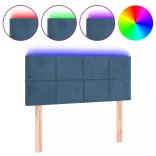 sötétkék bársony LED-es fejtámla 90x5x78/88 cm