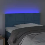 sötétkék bársony LED-es fejtámla 90x5x78/88 cm