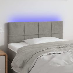 világosszürke bársony LED-es fejtámla 100x5x78/88 cm