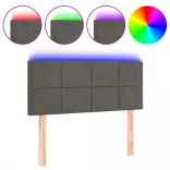 sötétszürke bársony LED-es fejtámla 100x5x78/88 cm
