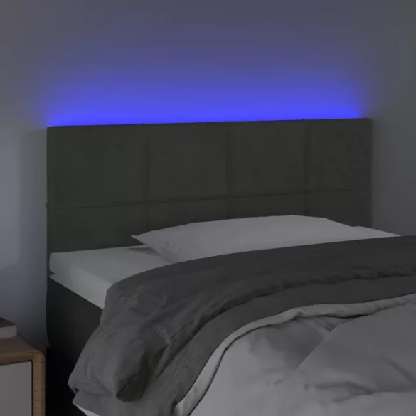 sötétszürke bársony LED-es fejtámla 100x5x78/88 cm