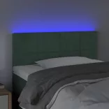 sötétzöld bársony LED-es fejtámla 100x5x78/88 cm