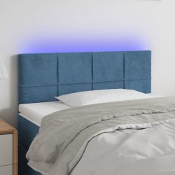 sötétkék bársony LED-es fejtámla 100x5x78/88 cm