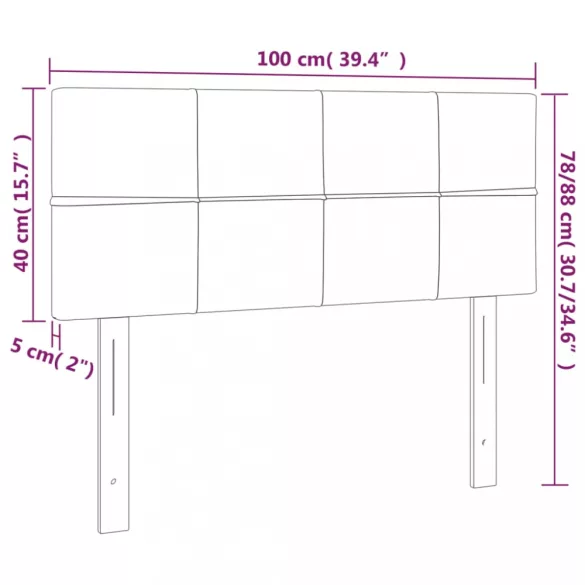 sötétkék bársony LED-es fejtámla 100x5x78/88 cm