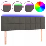sötétszürke bársony LED-es fejtámla 144x5x78/88 cm