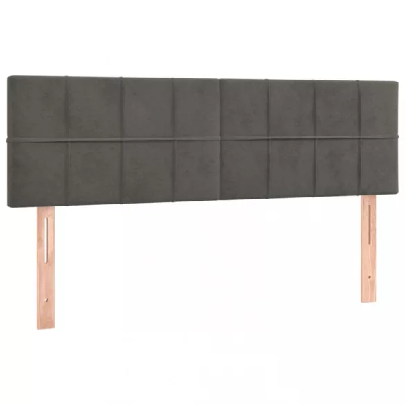 sötétszürke bársony LED-es fejtámla 144x5x78/88 cm