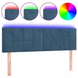 sötétkék bársony LED-es fejtámla 144x5x78/88 cm