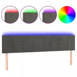 sötétszürke bársony LED-es fejtámla 160x5x78/88 cm